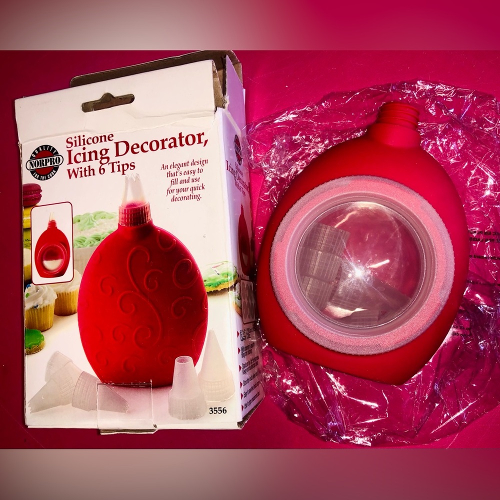 Red Silicone Icing Decorator Window Piping Tips Bakeware Cake Cookies Cupcakes